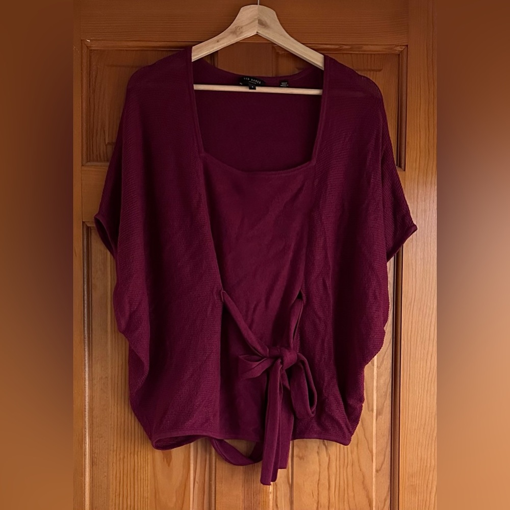 Ted Baker Burgundy Red Alpaca Blend Sweater Tunic Square Neck